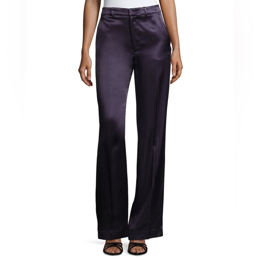 Joseph Fergus Broken Crepe Satin Wide-Leg Evening Pants, Marine Blue NWT 42 M 6